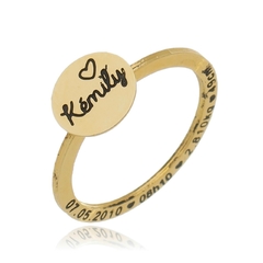 ANEL COM NOME PERSONALIZADO E DADOS - AL 121 BANHADO OURO 18K