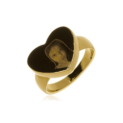 ANEL CORAÇÃO COM FOTOGRAVAÇÃO - AL 87 BANHADO OURO 18K