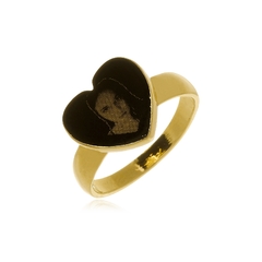 ANEL CORAÇÃO COM FOTOGRAVAÇÃO - AL 87 BANHADO OURO 18K - comprar online