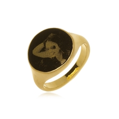 ANEL REDONDO COM FOTOGRAVAÇÃO OU NOME PERSONALIZADO - AL 88 BANHADO OURO 18K