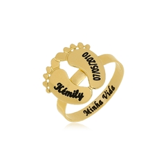 ANEL PÉZINHO COM DADOS - AL 93 BANHADO OURO 18K
