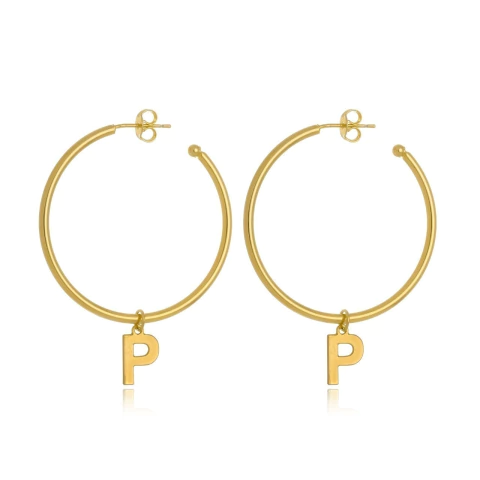 BRINCO REDONDO COM INICIAL PERSONALIZADA - BR 24 BANHADO OURO 18K