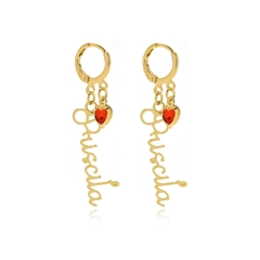 BRINCO COM NOME PERSONALIZADO E ADORNO DE CORAÇÃO - BR 55 BANHADO OURO 18K