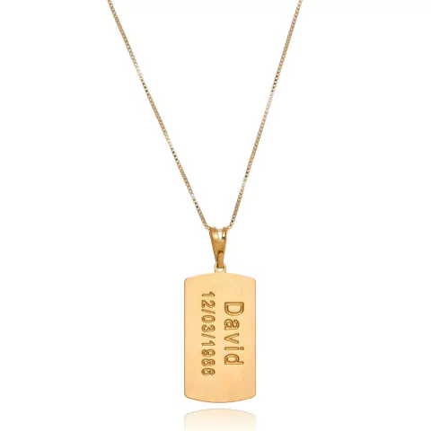 COLAR PLACA ESTILO EXERCITO COM DADOS - CL 110 BANHADO OURO 18K