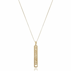 COLAR PLAQUINHA COM NOME VAZADO E CORAÇÃO - CL143 BANHADO OURO 18K