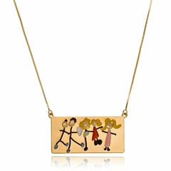 COLAR PLAQUINHA COM DESENHO PERSONALIZADO - CL149 BANHADO OURO 18K