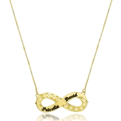 COLAR INFINITO COM ZIRCONIA E NOME PERSONALIZADO - CL295 BANHADO OURO 18K