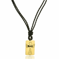 COLAR QUADRADO COM CRUZ E NOME PERSONALIZADO - CL349 BANHADO OURO 18K