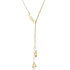 COLAR MÃE CORAÇÃO BONECOS PENDURADOS - CL378 BANHADO OURO 18K