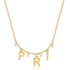 COLAR INICIAIS COM ADORNO - CL381 BANHADO OURO 18K