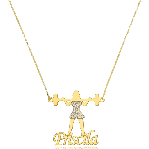 COLAR MUSCULAÇÃO COM NOME PERSONALIZADO - CL 464 BANHADO OURO 18K