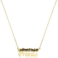 COLAR COM NOME PERSONALIZADO E LINGUAGEM DE SINAIS - CL 481 BANHADO OURO 18K