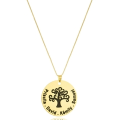 COLAR ARVORE DA VIDA RESINADO PERSONALIZADO - CL 485 BANHADO OURO 18K