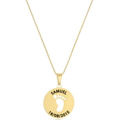 COLAR PEZINHO VAZADO COM DATA - CL 491 BANHADO OURO 18K