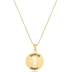 COLAR MEDALHA COM BONECO VAZADO VOVÓ DE - CL 492 BANHADO OURO 18K