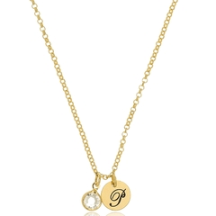 COLAR COM ADORNO MEDALHA INICIAL - CL 513 BANHADO OURO 18K