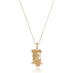 COLAR COM NOME E BONECO PERSONALIZADO - CL54 BANHADO OURO 18K