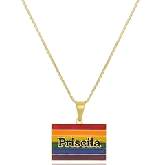 COLAR PLACA ARCOIRIS COM NOME PERSONALIZADO - CL 618 BANHADO OURO 18K