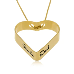 COLAR CORAÇÃO COM NOMES PERSONALIZADO - CL 649 BANHADO OURO 18K