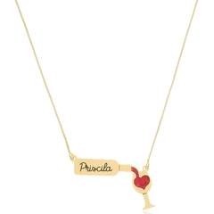 COLAR VINHO COM NOME PERSONALIZADO - CL 739 BANHADO OURO 18K