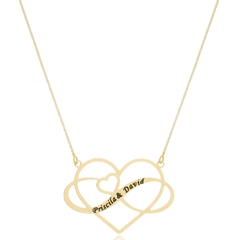 COLAR CORAÇÃO INFINITO COM NOMES PERSONALIZADO - CL 759 BANHADO OURO 18K