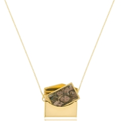 COLAR RELICARIO COM CARTA FOTOCOLORIDA - CL 777 BANHADO OURO 18K