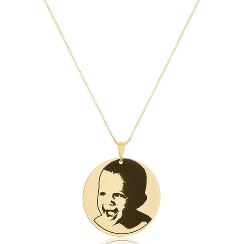 COLAR REDONDO COM GRAVAÇÃO A LASER - BANHADO OURO 18K CL 778
