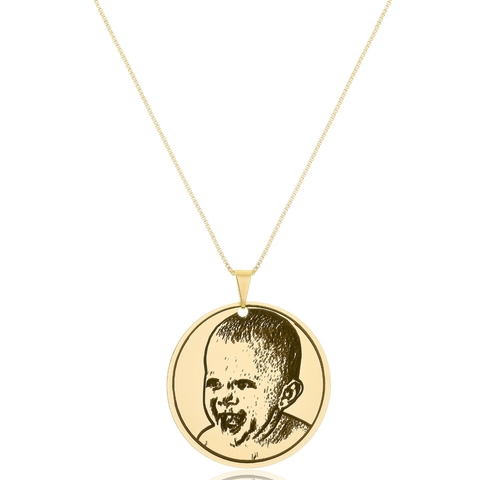 COLAR REDONDO COM GRAVAÇÃO A LASER - BANHADO OURO 18K CL 779 - comprar online