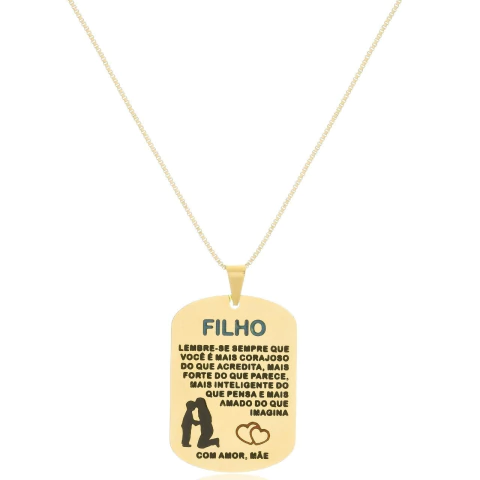 COLAR PLACA COM FRASE - BANHADO OURO 18K CL 784