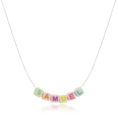 COLAR OU PULSEIRA QUADRADINHOS COLORIDOS FORMANDO NOME - CL 786