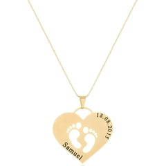 COLAR EM FORMATO DE CORAÇÃO COM PÉZINHO VAZADO - BANHADO OURO 18K CL 799