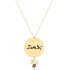 COLAR REDONDO PERSONALIZADO E PINGENTE FILHO - CL 806 BANHADO OURO 18K