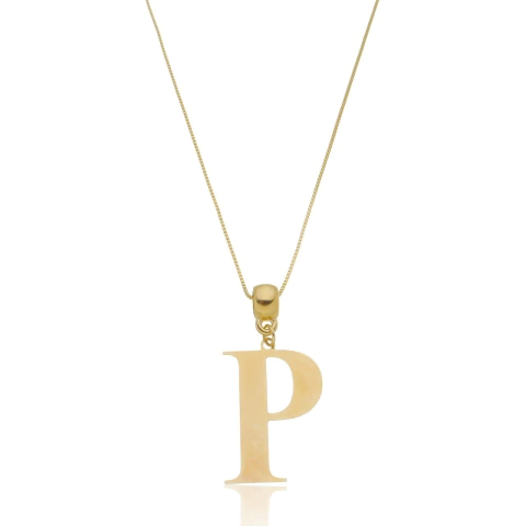 COLAR INICIAL PENDURADA CONTRA ARGOLA MAIOR 2 - CL 823 BANHADO OURO 18K