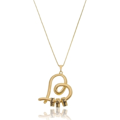 COLAR CORAÇÃO EM FIO E ADORNOS COM NOME PERSONALIZADO - CL 845 BANHADO OURO 18K