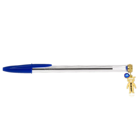 BONECO COM ADORNO E NOME PARA CANETA - DV 01 BANHADO OURO 18K