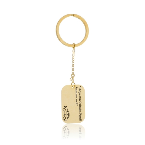 CHAVEIRO DIRIJA COM CUIDADO - DV 42 BANHADO OURO 18 K
