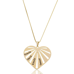 COLAR CORAÇÃO 6 NOMES - BANHADO OURO 18K EX 0005