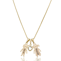 COLAR BONECOS COM NOME NO CORPO E ADORNO - BANHADO OURO 18K EX 0008