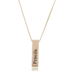 COLAR CAIXOTE COM NOMES - BANHADO OURO 18K EX 0017