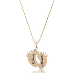 COLAR 2 PEZINHOS COM NOME E DATA - BANHADO OURO 18K EX 0023