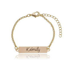 PULSEIRA PARA BEBE COM NOME NA PLACA - BANHADO OURO 18K EX 0027