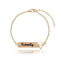 PULSEIRA INFANTIL PLACA COM BONECA - BANHADO OURO 18K EX 0028