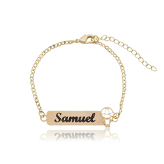 PULSEIRA INFANTIL PLACA COM BONECO - BANHADO OURO 18K EX 0029