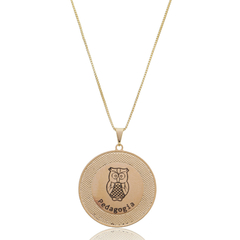COLAR REDONDO PROFISSÃO COM BORDA TRABALHADA - BANHADO OURO 18K EX 0034