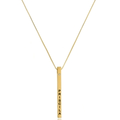 COLAR CAIXOTE FINO COM ZIRCONIA E NOMES - BANHADO OURO 18K EX 0035