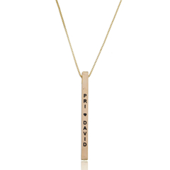 COLAR CAIXOTE FINO NOMES E DATAS - BANHADO OURO 18K EX 0036