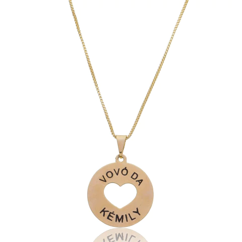 COLAR REDONDO COM CORAÇÃO VAZADO - BANHADO OURO 18K EX 0053