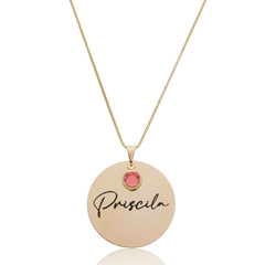COLAR REDONDO COM NOME E ADORNO - BANHADO OURO 18K EX 0059