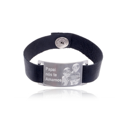 INOX PULSEIRA PEQUENA DE COURO COM FOTOGRAVAÇÃO - EXIN 0005