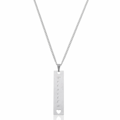 INOX COLAR PLACA VERTICAL CORAÇÃO VAZADO FOTOGRAVAÇÃO - EXIN 0013